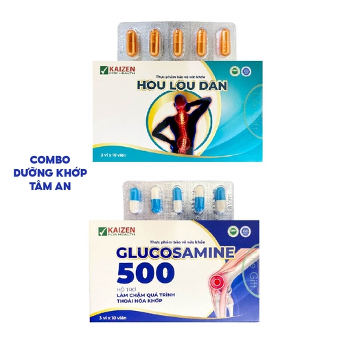 Combo Dưỡng Khớp Tâm An - Bộ đôi hỗ trợ xương khớp, thoái hóa khớp Vkaizen Glucosamine 500